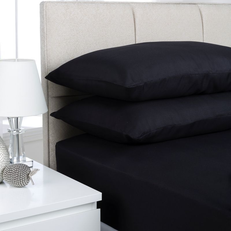 Fusion Fitted Sheet Double Bed Black